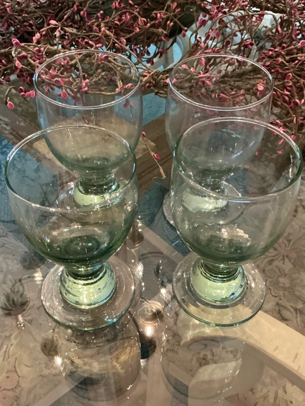 4 Crate&Barrel Barcelona Spanish Blown Goblet in Green